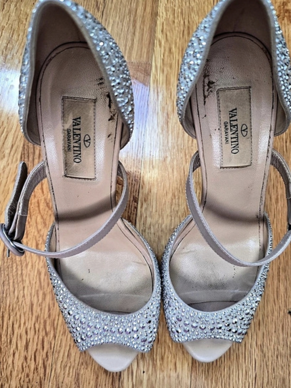 Valentino Crystal Embellished Heels Silver EU 37